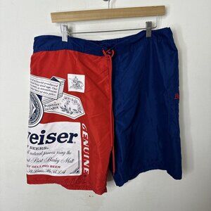 Budweiser Mens Board Shorts Swim Trunks Red Blue Beer XL USA America